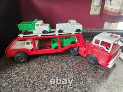 Vintage Andy Gard Auto Hauler Trailer Truck Plastic Toy Car With Trucks