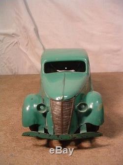 Vintage Antique 1930's Kingsbury Toys Green Lincoln Zephyr Wind-up Car