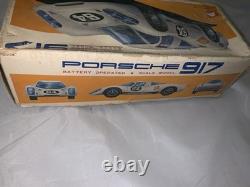 Vintage Asahi Japan Porsche 917 Toy Car with Box Battery Operated Nice