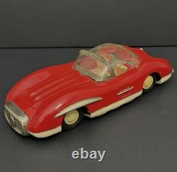 Vintage Asahi Toy Japan Tin Toy Car Mercedes Benz 300SLR Red/Cream Friction