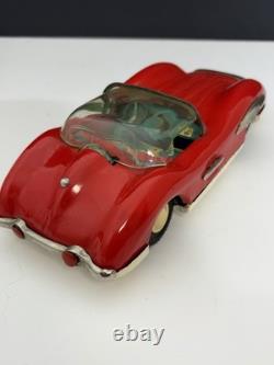 Vintage Asahi Toy Japan Tin Toy Car Mercedes Benz 300SLR Red/Cream Friction