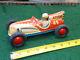 Vintage BIG 8 Inch 1950s Japan Yonezawa SAN ATOM Racer Tin Toy Race Car