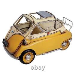 Vintage Bandai BMW Isetta 250B-588 Tin Car Friction Toy in Yellow- Europe Decor