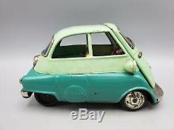 Vintage Bandai BMW Isetta 300 B-588 Tin Car Friction Toy in Green Japan