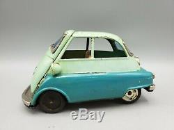 Vintage Bandai BMW Isetta 300 B-588 Tin Car Friction Toy in Green Japan