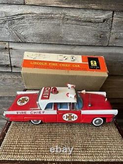 Vintage Bandai Battery Operated Lincoln Fire Chief Car