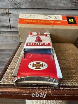 Vintage Bandai Battery Operated Lincoln Fire Chief Car