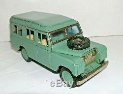 Vintage Bandai Japan 1957 Land Rover Avocado Green Friction Tin Toy Car