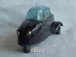 Vintage Bandai Japan Tin Friction Car Messerschmitt Tilt Roof Jet Black Beauty