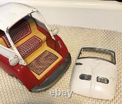 Vintage Bandai Japanese Tin-Type Friction BMW Isetta Toy Car-Vintage, Red&White