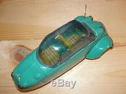 Vintage Bandai Made in Japan Tin Friction Car Messerschmitt 3 Wheel Tilt Roof 60