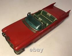 Vintage Bandai Tin Friction 1959 Convertible Cadillac Japan Toy Car 11