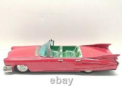 Vintage Bandai Tin Friction 1959 Convertible Cadillac Japan Toy Car 11