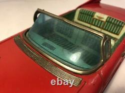 Vintage Bandai Tin Friction 1959 Convertible Cadillac Japan Toy Car 11