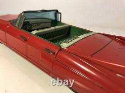 Vintage Bandai Tin Friction 1959 Convertible Cadillac Japan Toy Car 11