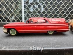 Vintage Bandai Tin Toy Car Lot Friction Cadillac Jaguar Beetle 3
