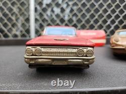 Vintage Bandai Tin Toy Car Lot Friction Cadillac Jaguar Beetle 3