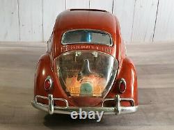 Vintage Bandai Volkswagon Beetle Tin Battery Operated 15 Toy Car Working Lights