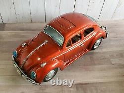 Vintage Bandai Volkswagon Beetle Tin Battery Operated 15 Toy Car Working Lights