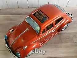 Vintage Bandai Volkswagon Beetle Tin Battery Operated 15 Toy Car Working Lights