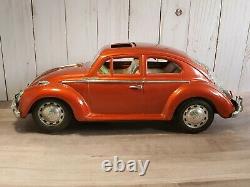 Vintage Bandai Volkswagon Beetle Tin Battery Operated 15 Toy Car Working Lights
