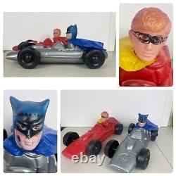 Vintage Batman & Robin Batmobile 70's Blow Mold Toys Cars 16 2pcs