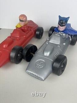 Vintage Batman & Robin Batmobile 70's Blow Mold Toys Cars 16 2pcs