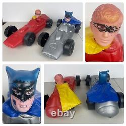 Vintage Batman & Robin Batmobile 70's Blow Mold Toys Cars 16 2pcs