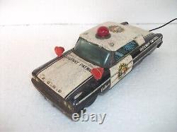 Vintage Battery Highway Patrol Galaxie Car Litho Tin Toy, Japan