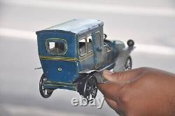 Vintage Blue Sedan No. 218 Wind Up Fine Litho Car Tin Toy, Germany