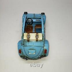 Vintage Blue & White Volkswagen Beetle Tin Toy Convertible Car 1/64