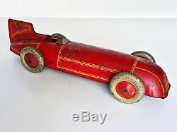 Vintage Burnett Chad Valley Tinplate Tin Toy Clockwork Racing Race Car England