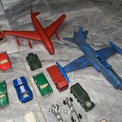 Vintage Cast Toys 87 Pcs Matchbox Lesney Cars and Trucks Military Planes 1940's