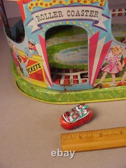 Vintage Chein wind up Toy Roller Coaster & 1 Car tin litho mechanical Works #2