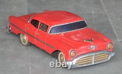 Vintage Chrysler Red Big Litho Fine Quality Battery Car Tin Toy, Japan