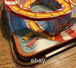 Vintage Coney Island Wind Up Roller Coaster Toy Original Box 2 Cars-see Video