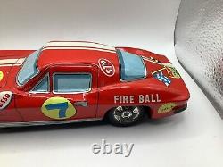 Vintage Corvette Fireball 7 Taiyo Race Car Friction Tin Litho Car