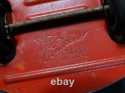 Vintage Courtland Fire Chief Car Tin Litho Key Wind Friction Toy All Red Version