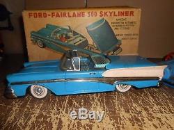 Vintage Cragstan Ford Fairlane 500 Skyliner Battery Tin Car in Original Box
