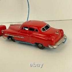 Vintage Cragstan Tin Remote Control Car & Box 1950's working headlights