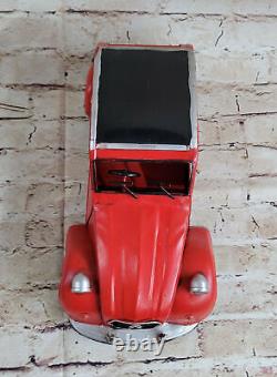 Vintage Daiya 2CV Tin Toy Car Friction 2-Tone Red 4-Door Sale DEAL