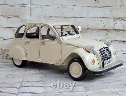 Vintage Daiya Citroen 2CV Tin Toy Car Friction 2-Tone White 4-Door Sedan Sale