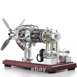 Vintage Dual-Cylinder Butane Gas Engine Model Collect Mechanical Toys Desk Gift