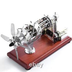 Vintage Dual-Cylinder Butane Gas Engine Model Collect Mechanical Toys Desk Gift