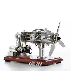 Vintage Dual-Cylinder Butane Gas Engine Model Collect Mechanical Toys Desk Gift