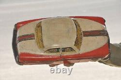 Vintage Friction Big Size Red & White Litho Print Car Tin Toy, Japan