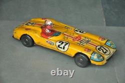 Vintage Friction No. 27 Ford Lotus BP Yellow Litho Car Tin Toy, Collectible