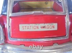 Vintage Friction SAN Mark Marusan Station Wagon Litho Red Car Tin Toy, Japan