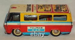 Vintage Friction Tin Plate Toy Touring Car Tourist Coach Schizo Old China 1965