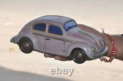 Vintage Friction Volkswagen Litho Battery Pink Car Litho Tin Toy, Japan